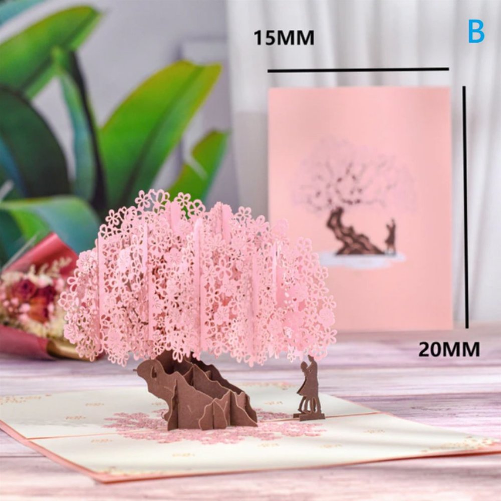 3D Cherry Blossoms Greeting Love Card
